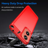 Motorola Moto E14 (4G) / G04 (4G) / G04s (4G) / G24 (4G) - EIDERWOOD Fleksibelt plastdeksel i børstet karbonfiber - Rød