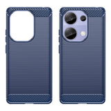 Xiaomi Redmi Note 13 Pro (4G) / Poco M6 Pro børstet karbonfiber fleksibelt plastbakdeksel - blå