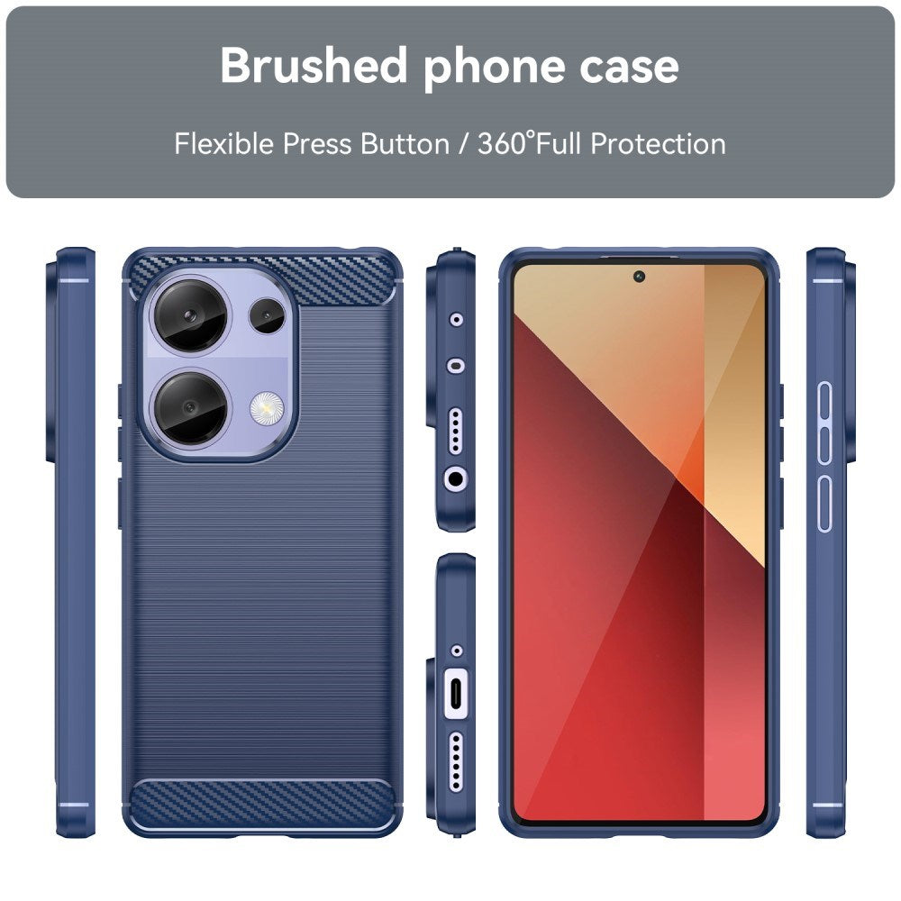 Xiaomi Redmi Note 13 Pro (4G) / Poco M6 Pro børstet karbonfiber fleksibelt plastbakdeksel - blå