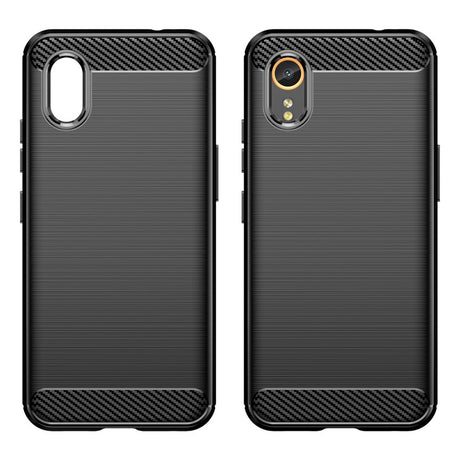 Samsung Galaxy Xcover 7 - EIDERWOOD børstet karbonfiber fleksibelt plastdeksel - svart