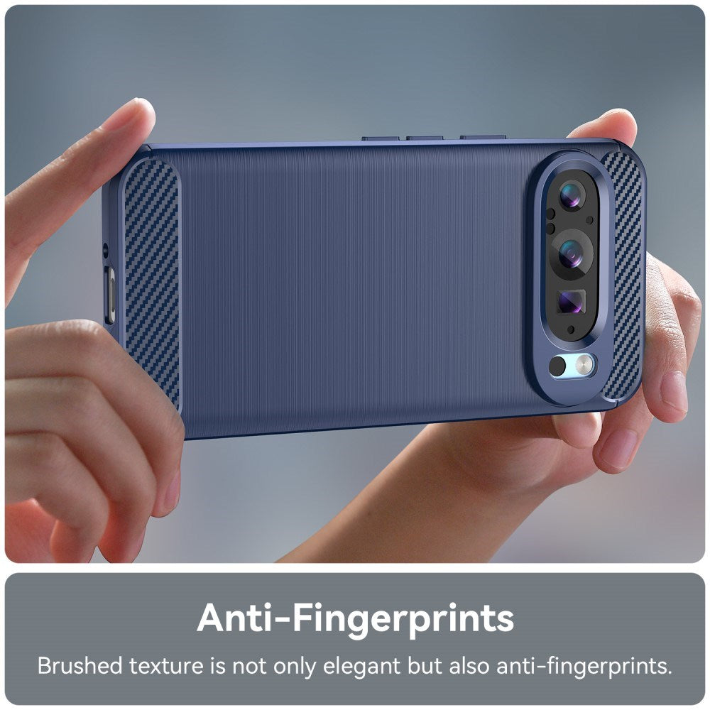 EIDERWOOD Google Pixel 9 / 9 Pro Bakdeksel i børstet karbon - blå