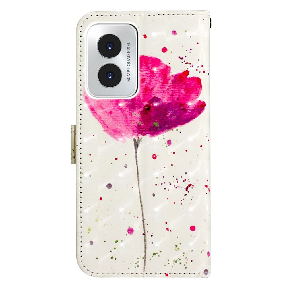 EIDERWOOD Motorola Moto G Play (2024) Leather Flip Cover m. Stropp og lommebok - Blomst
