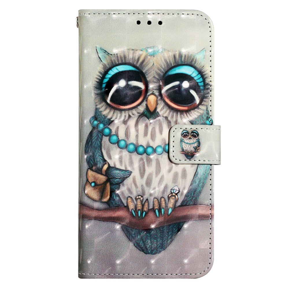 EIDERWOOD Motorola Moto G Play (2024) Leather Flip Cover m. Stropp og lommebok - Ugle