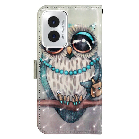 EIDERWOOD Motorola Moto G Play (2024) Leather Flip Cover m. Stropp og lommebok - Ugle