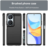 Honor X7b / 90 Smart - EIDERWOOD Brushed Carbon Fiber Fleksibelt Plastik Cover - Sort