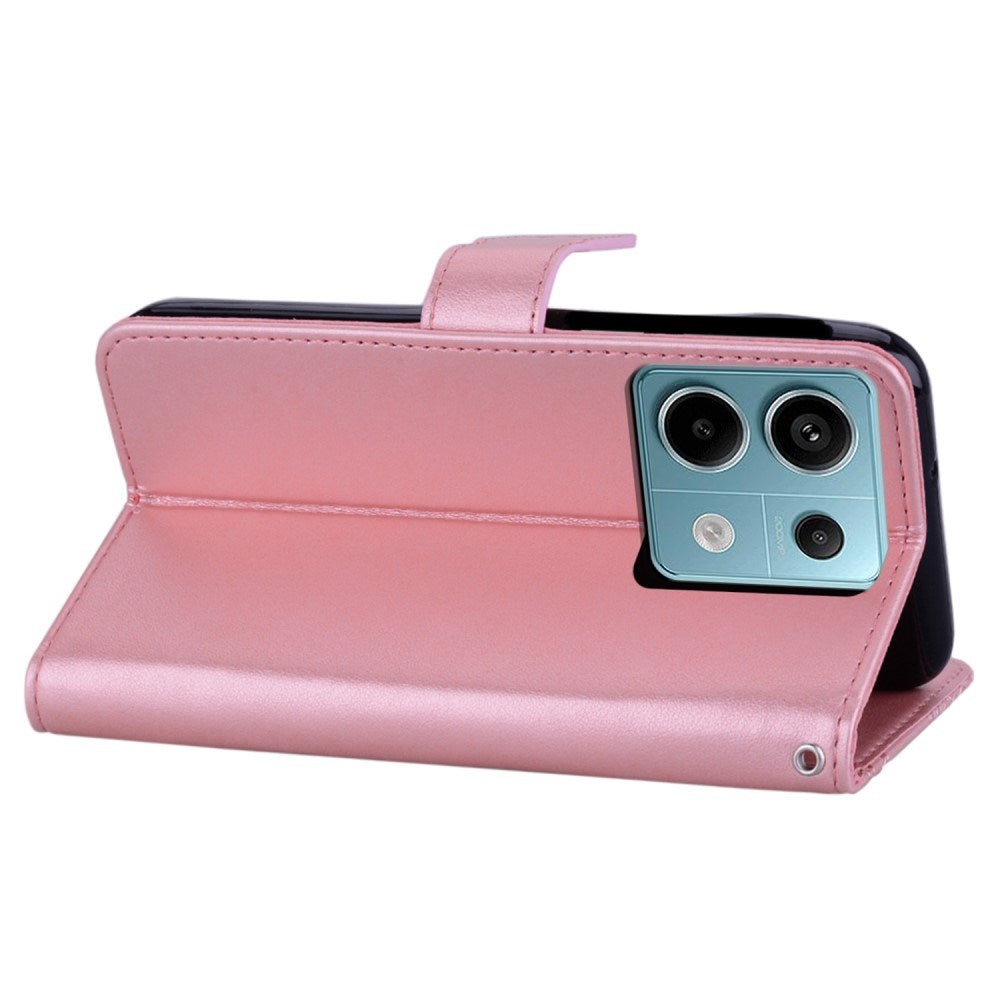 EIDERWOOD Xiaomi Redmi Note 13 Pro 5G / Poco X6 Leather Flip Cover m. Lommebok - Owl &amp; Rhinestone - Rose Gold