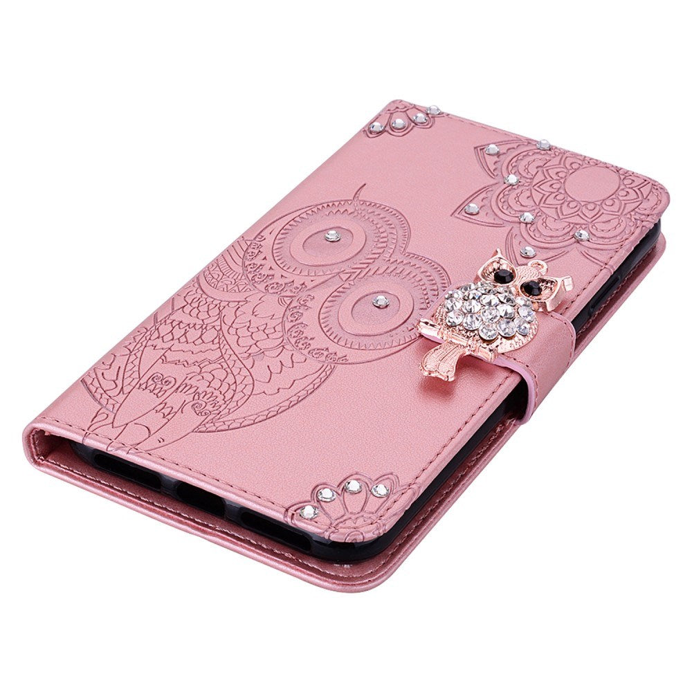 EIDERWOOD Xiaomi Redmi Note 13 Pro 5G / Poco X6 Leather Flip Cover m. Lommebok - Owl &amp; Rhinestone - Rose Gold