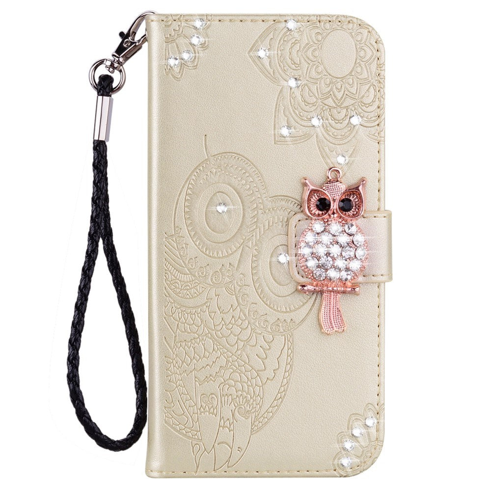 EIDERWOOD Xiaomi Redmi Note 13 Pro 5G / Poco X6 Leather Flip Cover m. Lommebok - Owl &amp; Rhinestone - Gull