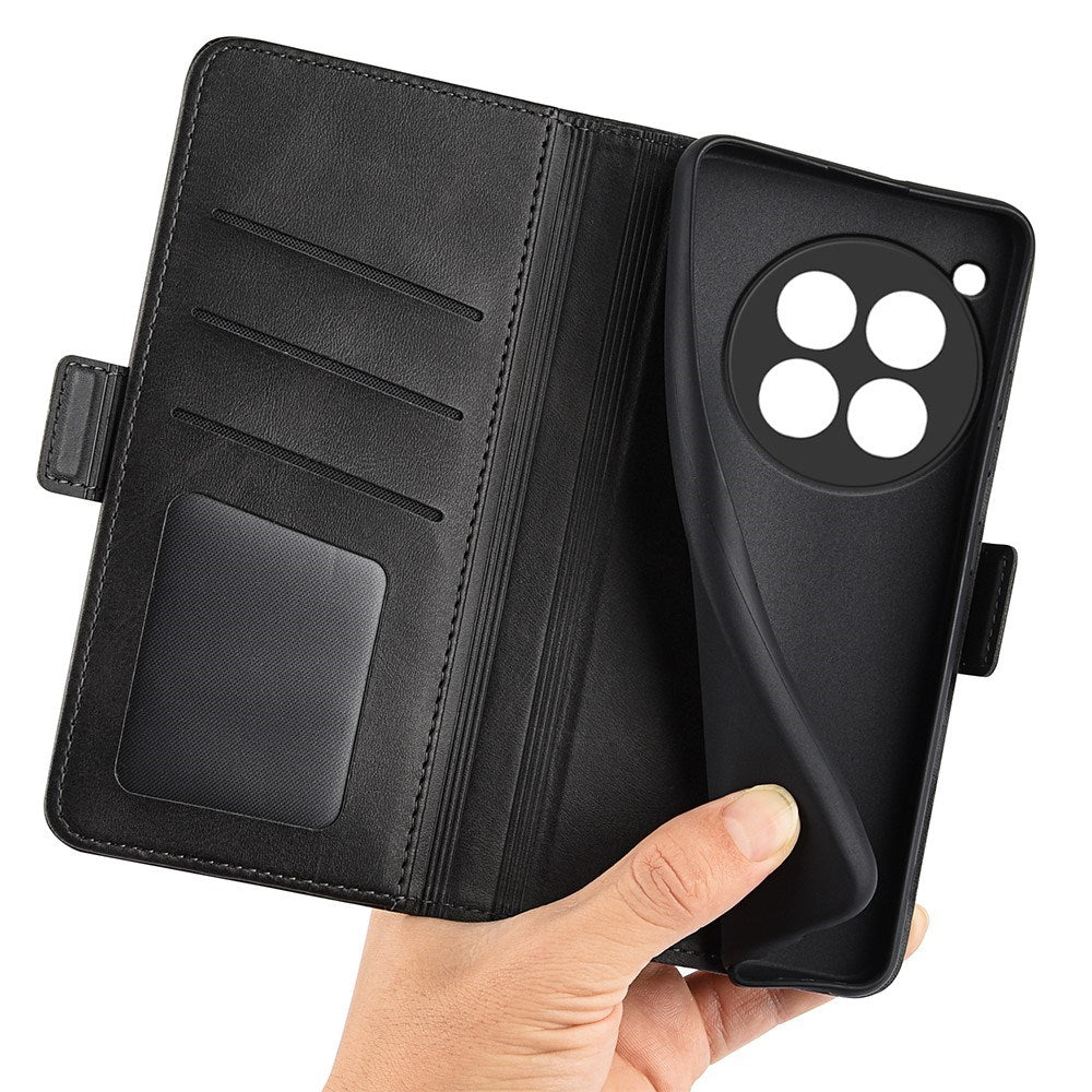 EIDERWOOD OnePlus 12R Blankt Kunstlæder Flip Cover m. Pung & Ståfunktion - Sort