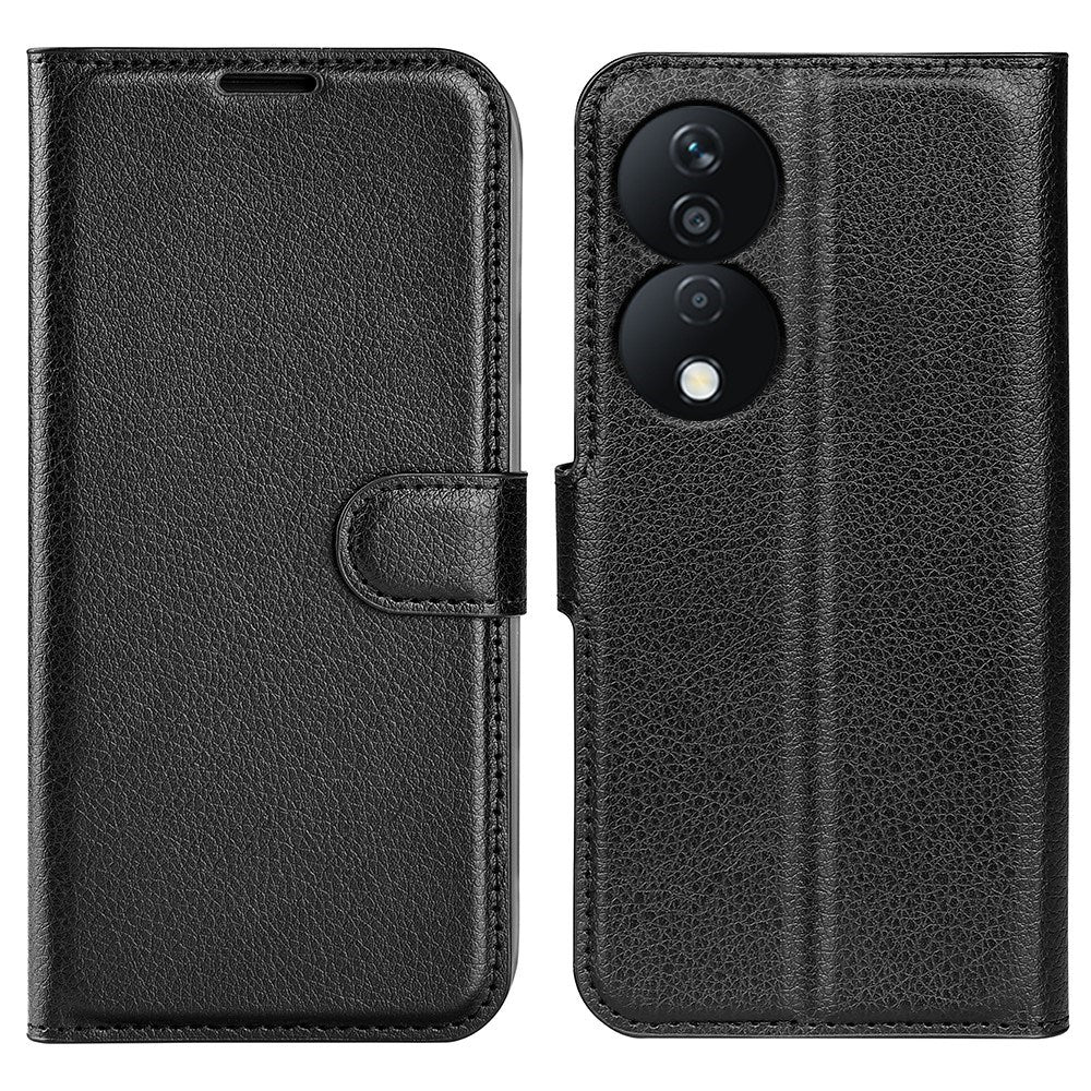 Honor X7b / 90 Smart - EIDERWOOD Faux Leather Flip Cover m. Kortholder og stativfunksjon - svart
