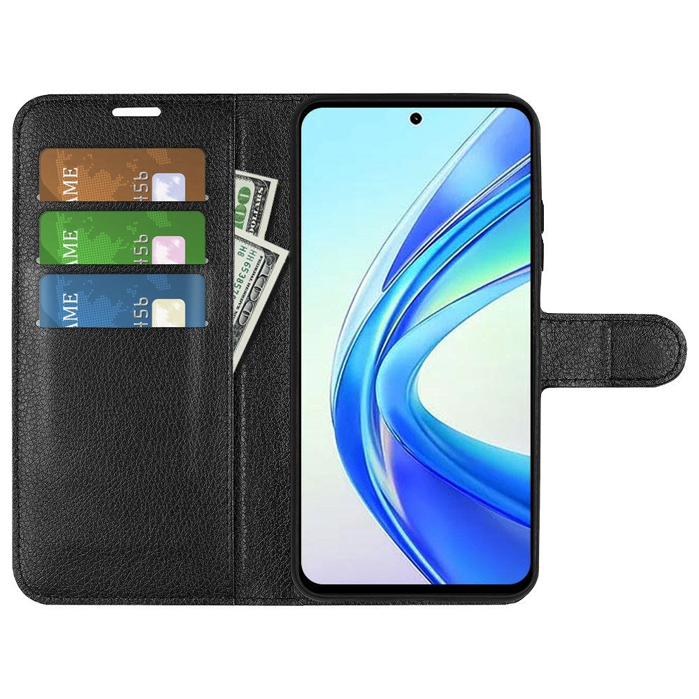 Honor X7b / 90 Smart - EIDERWOOD Faux Leather Flip Cover m. Kortholder og stativfunksjon - svart