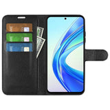 Honor X7b / 90 Smart - EIDERWOOD Faux Leather Flip Cover m. Kortholder og stativfunksjon - svart