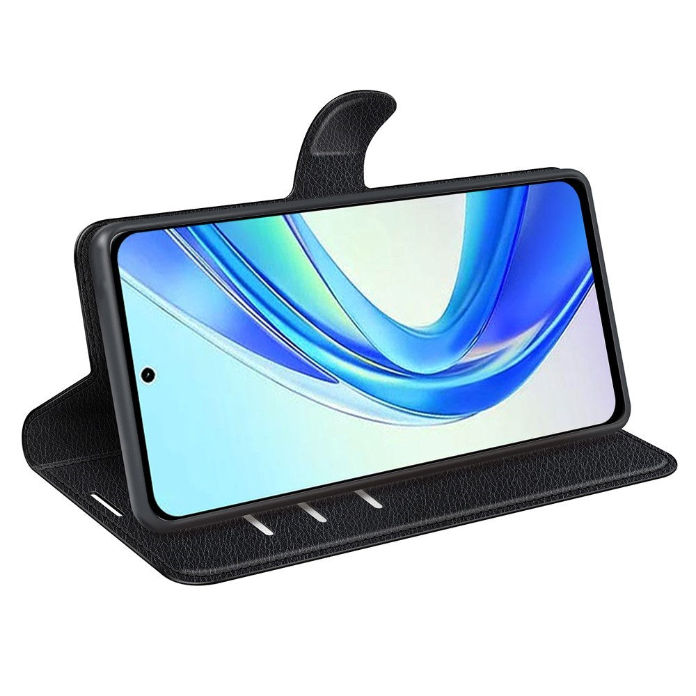 Honor X7b / 90 Smart - EIDERWOOD Faux Leather Flip Cover m. Kortholder og stativfunksjon - svart