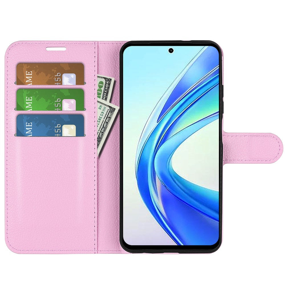 Honor X7b / 90 Smart - EIDERWOOD Faux Leather Flip Cover m. Kortholder og stativfunksjon - Rosa