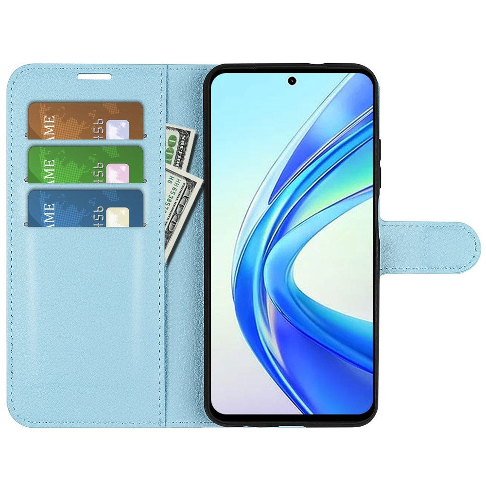 Honor X7b / 90 Smart - EIDERWOOD Faux Leather Flip Cover m. Kortholder og stativfunksjon - blå