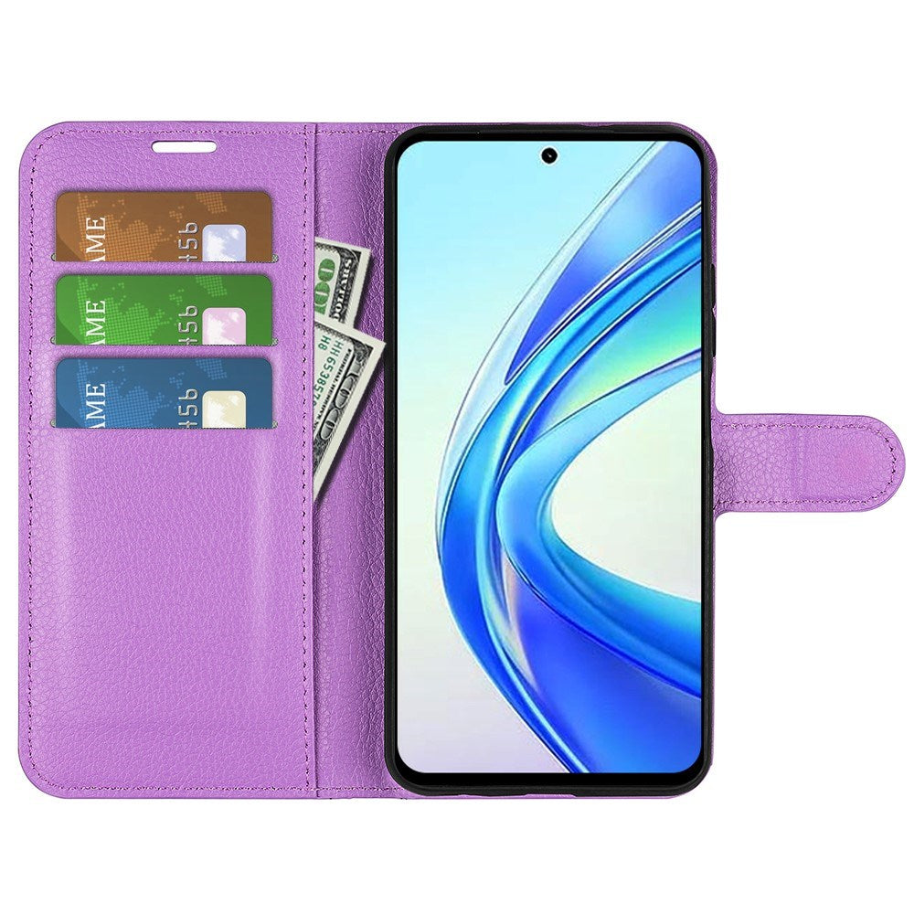 Honor X7b / 90 Smart - EIDERWOOD Faux Leather Flip Cover m. Kortholder og stativfunksjon - Lilla