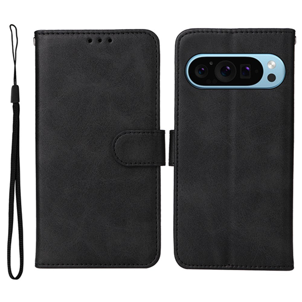 EIDERWOOD Google Pixel 10 / 10 Pro / 9 / 9 Pro Kunstlæder Flip Cover m. Kortholder & Strop - Sort