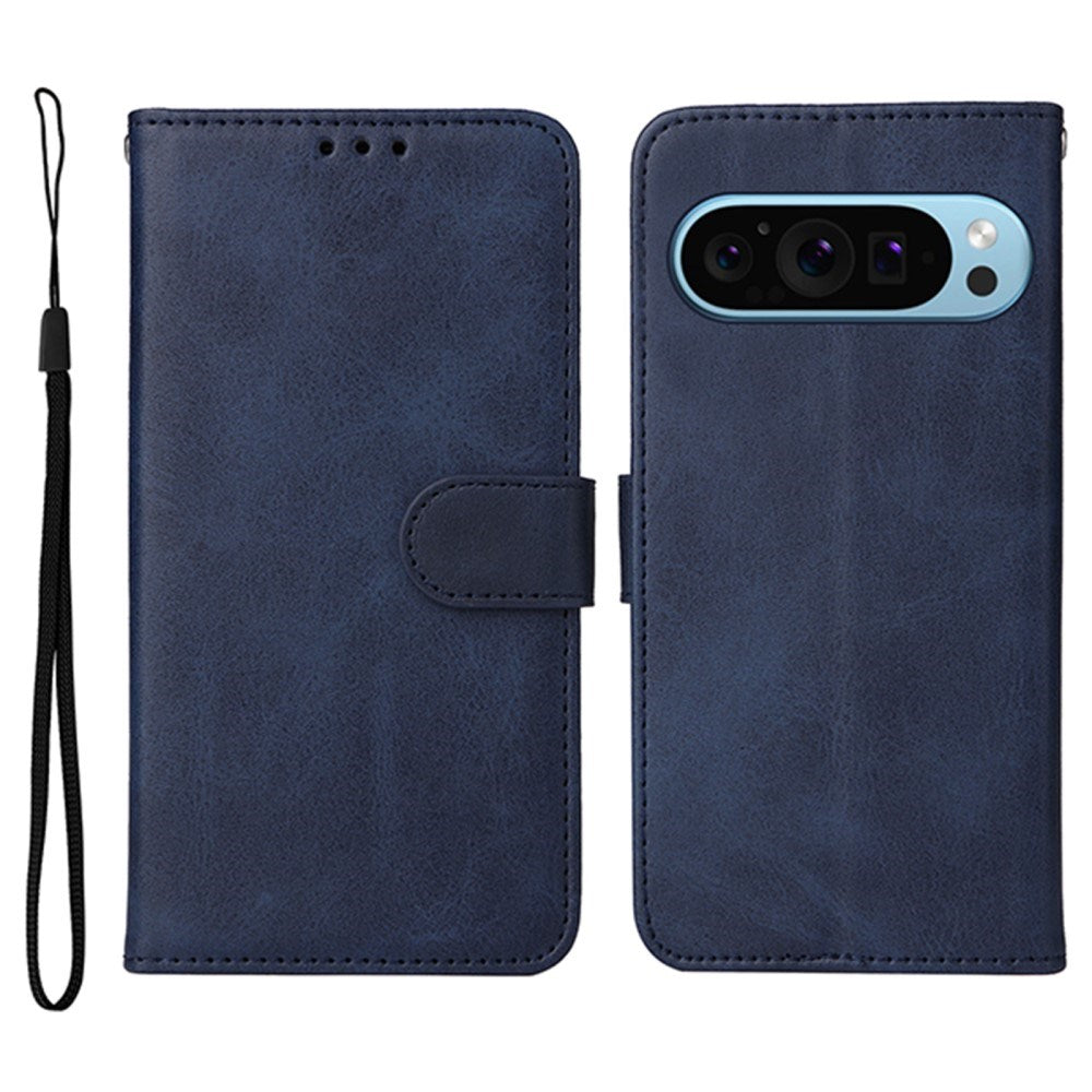EIDERWOOD Google Pixel 10 / 10 Pro / 9 / 9 Pro Kunstlæder Flip Cover m. Kortholder & Strop - Blå