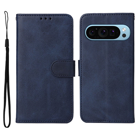 EIDERWOOD Google Pixel 10 / 10 Pro / 9 / 9 Pro Kunstlæder Flip Cover m. Kortholder & Strop - Blå