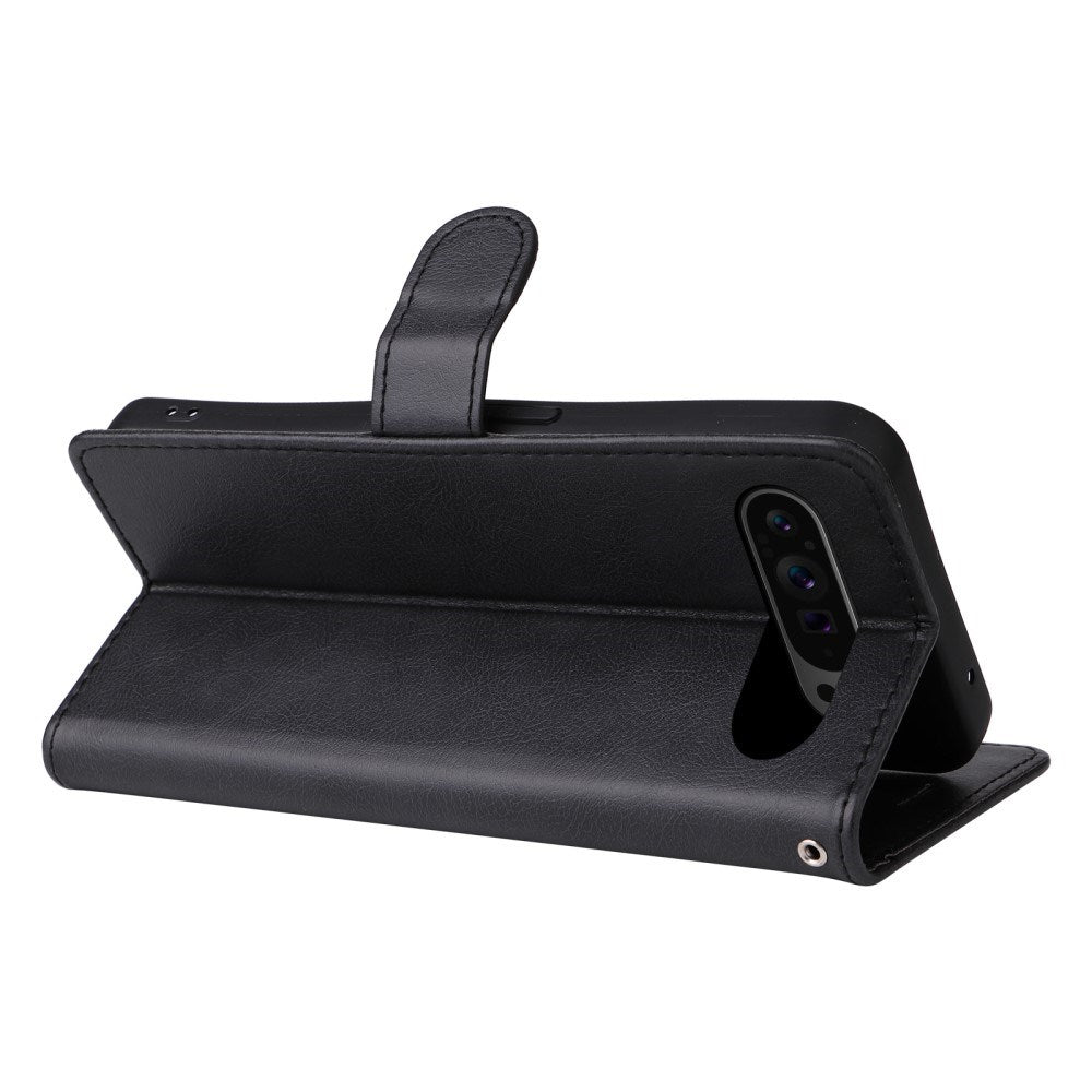 EIDERWOOD Google Pixel 9 Pro XL Flip-deksel i skinn m. Lommebok og stropp - Svart