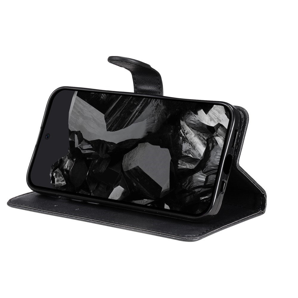 EIDERWOOD Google Pixel 9 Pro XL Flip-deksel i skinn m. Lommebok og stropp - Svart