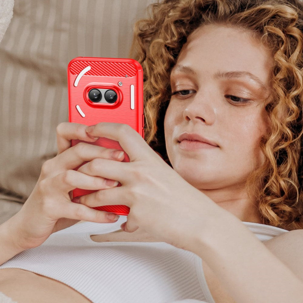 EIDERWOOD Nothing Phone (2a) / (2a) Pluss børstet karbon bakdeksel - rød