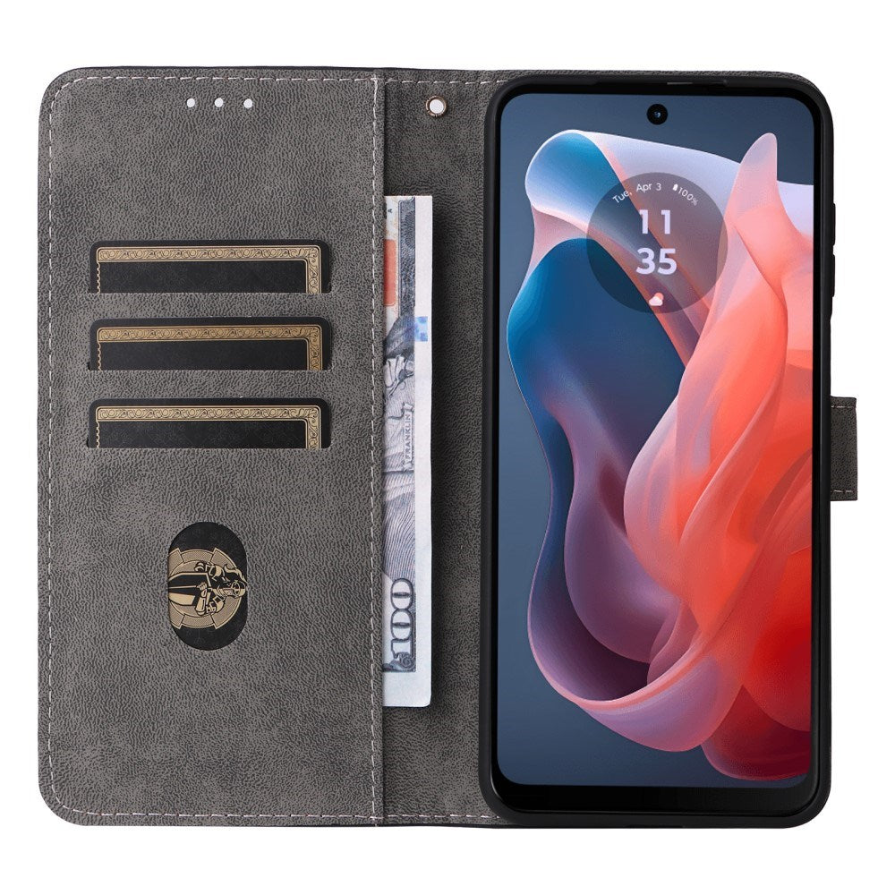 EIDERWOOD Motorola Moto G Play (2024) Leather Flip Cover m. Lommebok og stropp - Svart