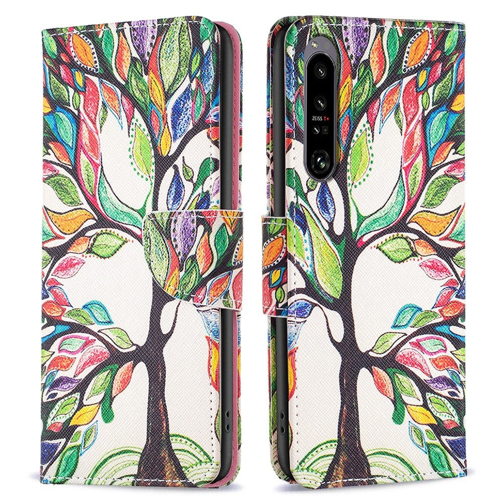 EIDERWOOD Sony Xperia 1 VI Leather Flip Cover m. Lommebok- og stativfunksjon - fargerikt tre