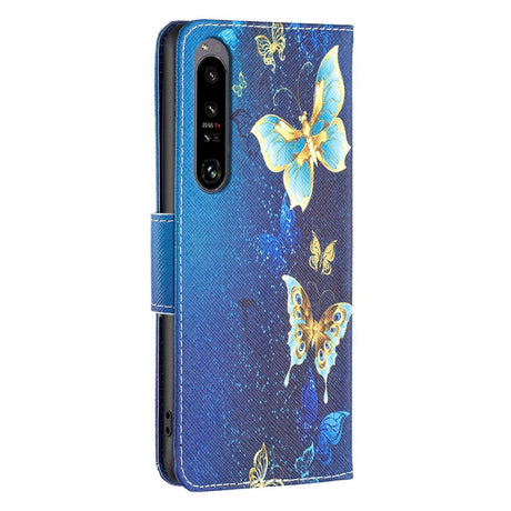 EIDERWOOD Sony Xperia 1 VI Leather Flip Cover m. Lommebok- og stativfunksjon - Blå med sommerfugler