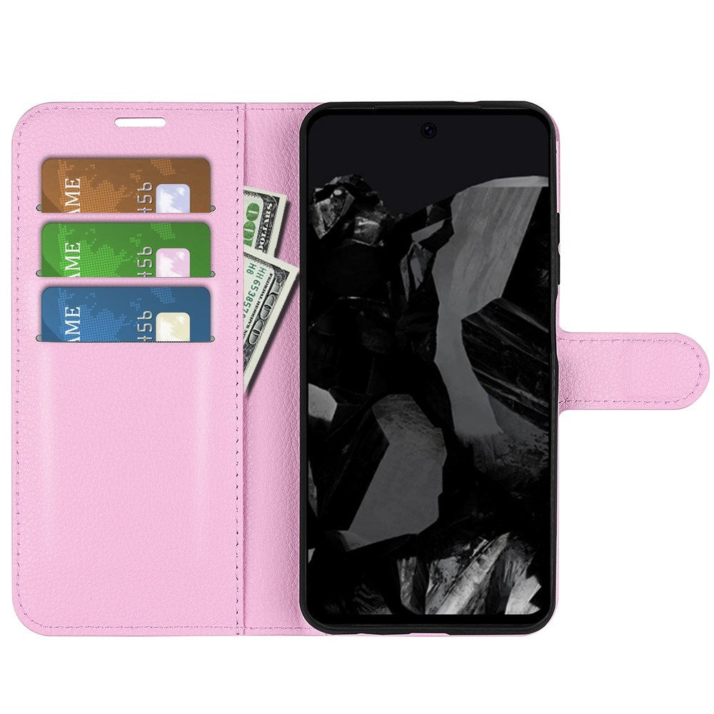 EIDERWOOD Google Pixel 9 Pro XL Litchi Leather Flip Cover m. Lommebok - Rosa