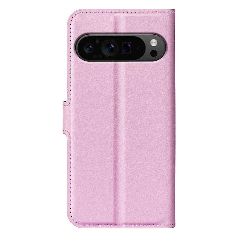 EIDERWOOD Google Pixel 9 Pro XL Litchi Leather Flip Cover m. Lommebok - Rosa