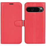 EIDERWOOD Google Pixel 9 Pro XL Litchi Leather Flip Cover m. Lommebok - Rød