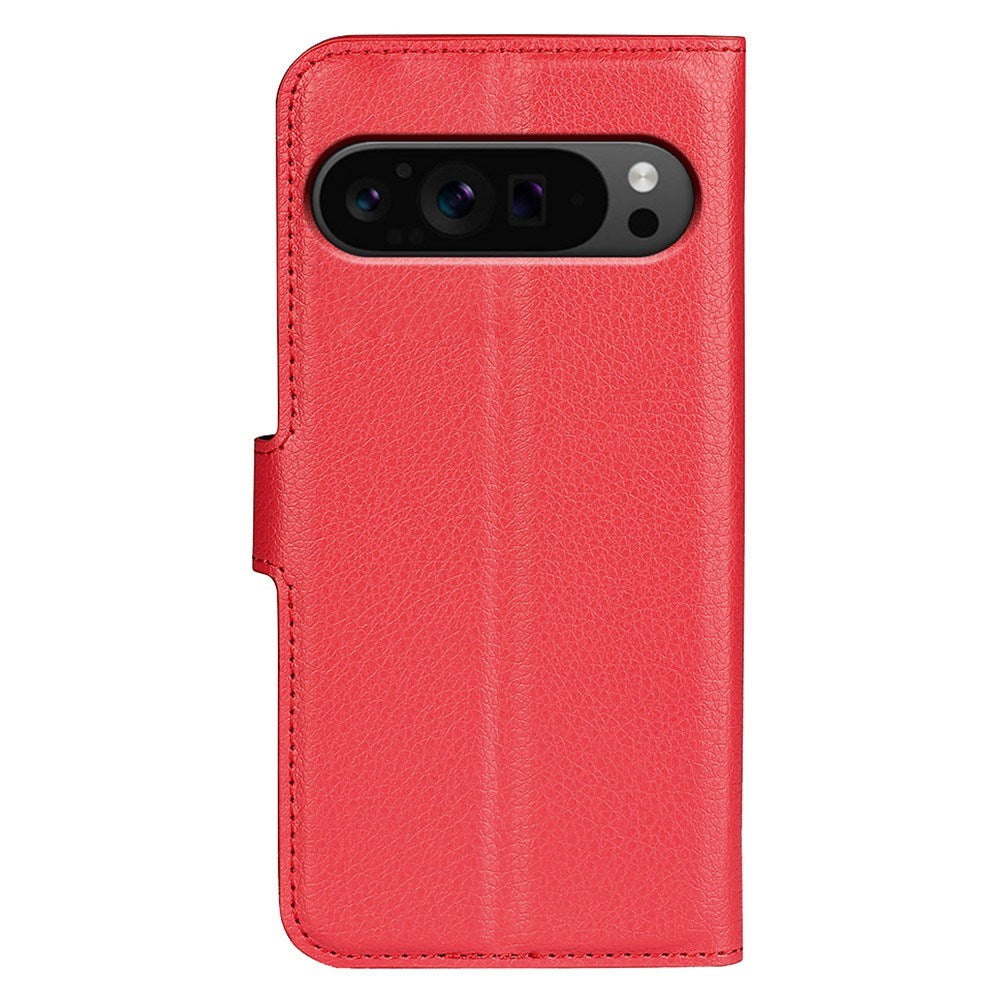 EIDERWOOD Google Pixel 9 Pro XL Litchi Leather Flip Cover m. Lommebok - Rød
