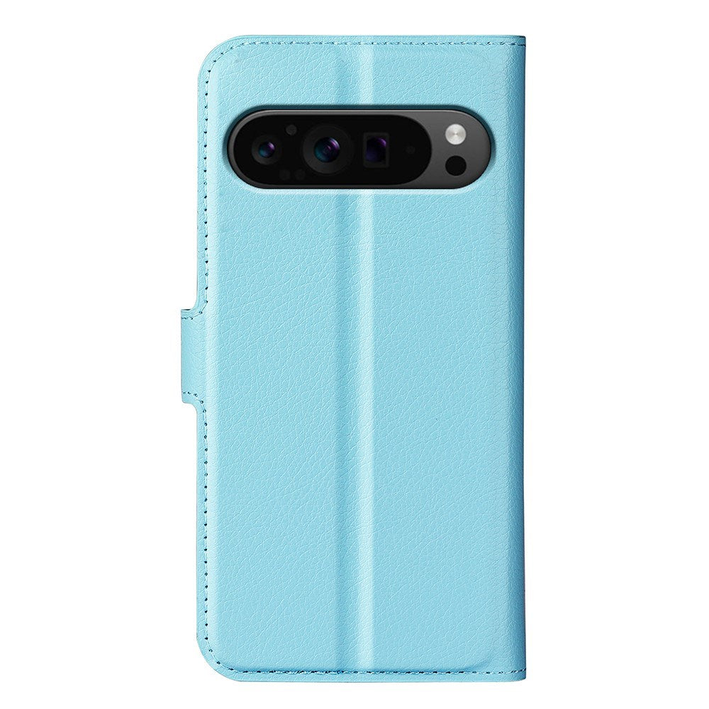 EIDERWOOD Google Pixel 9 Pro XL Litchi Leather Flip Cover m. Lommebok - Blå