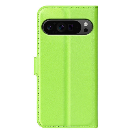 EIDERWOOD Google Pixel 9 Pro XL Litchi Leather Flip Cover m. Lommebok - Grønn