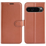 EIDERWOOD Google Pixel 9 Pro XL Litchi Leather Flip Cover m. Lommebok - Brun