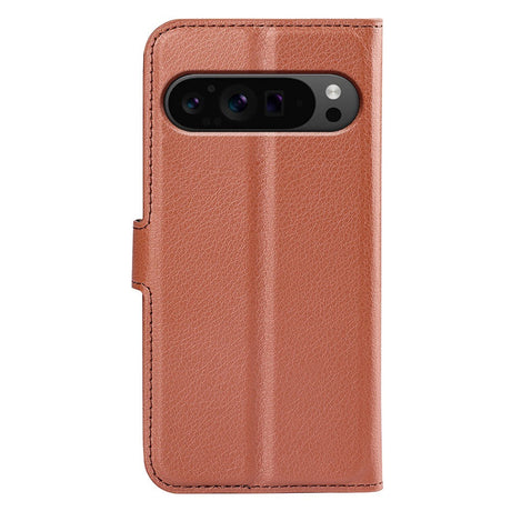 EIDERWOOD Google Pixel 9 Pro XL Litchi Leather Flip Cover m. Lommebok - Brun
