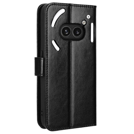EIDERWOOD Nothing Phone (2a) Glanset Leather Flip Cover m. Lommebok og stropp - Svart