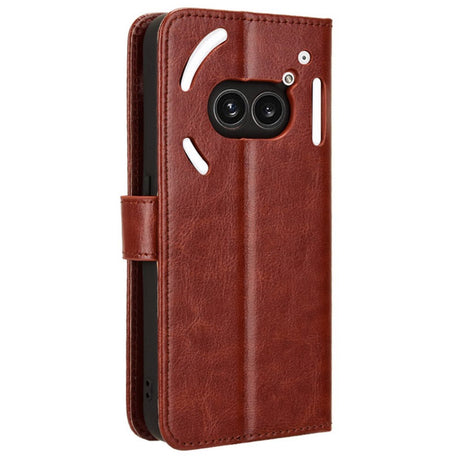 EIDERWOOD Nothing Phone (2a) Glanset Leather Flip Cover m. Lommebok og stropp - brun