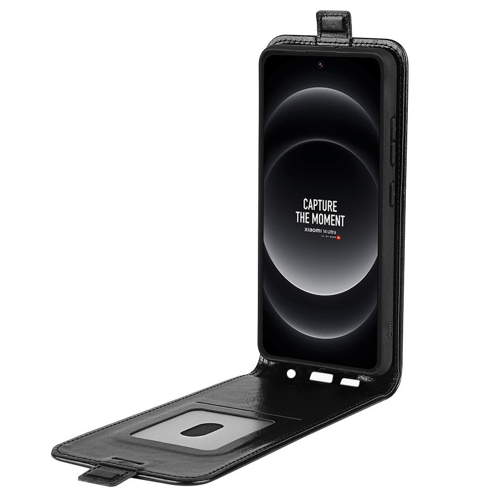 EIDERWOOD Xiaomi 14 Ultra Vertical Leather Flip Cover m. Kortholder - Sort