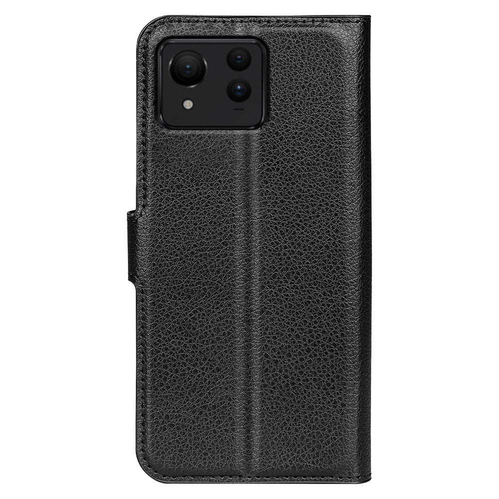 EIDERWOOD Asus Zenfone 11 Ultra PU Litchi Leather Flip Cover m. Lommebok og stativfunksjon - svart