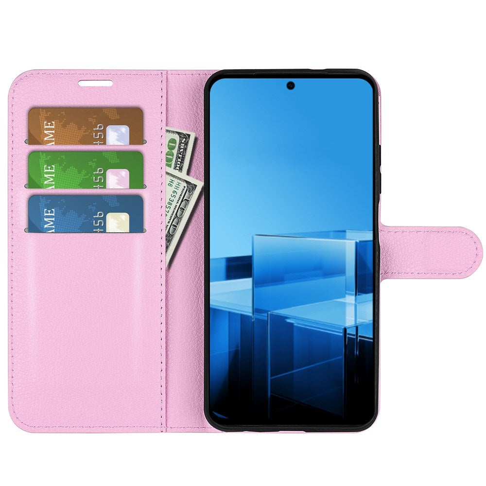 EIDERWOOD Asus Zenfone 11 Ultra PU Litchi Leather Flip Cover m. Lommebok- og stativfunksjon - Rosa