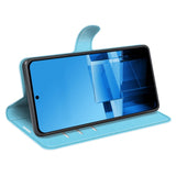 EIDERWOOD Asus Zenfone 11 Ultra PU Litchi Leather Flip Cover m. Lommebok og stativfunksjon - blå