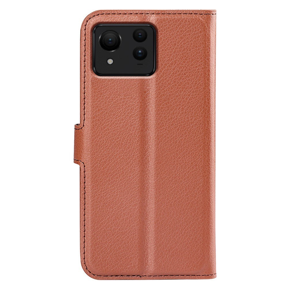 EIDERWOOD Asus Zenfone 11 Ultra PU Litchi Leather Flip Cover m. Lommebok- og stativfunksjon - brun