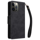 EIDERWOOD iPhone 12 Pro Max Flip Case med Kortholder & Lynlåslomme - Sort
