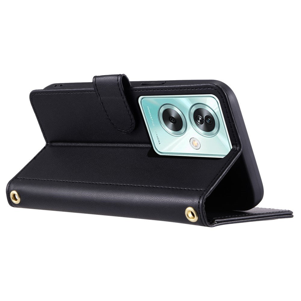 EIDERWOOD OnePlus Nord N30 SE (5G) / Oppo A79 (5G) / A2 (5G) Skinndeksel m. Strap &amp; Crossbody Bag-funksjon - Svart