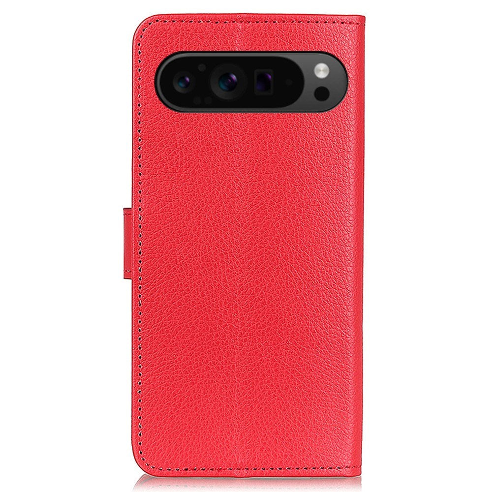 EIDERWOOD Google Pixel 10 / 10 Pro / 9 / 9 Pro Litchi Kunstlæder Cover m. Pung - Rød
