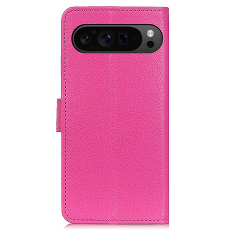 EIDERWOOD Google Pixel 10 / 10 Pro / 9 / 9 Pro Litchi Kunstlæder Cover m. Pung - Lyserød