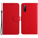 EIDERWOOD Sony Xperia 10 VI Leather Flip Cover m. Lommebok og stropp - Rombegravering - Rød