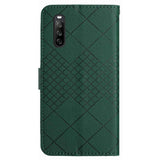 EIDERWOOD Sony Xperia 10 VI Leather Flip Cover m. Lommebok og stropp - Rombegravering - Grønn